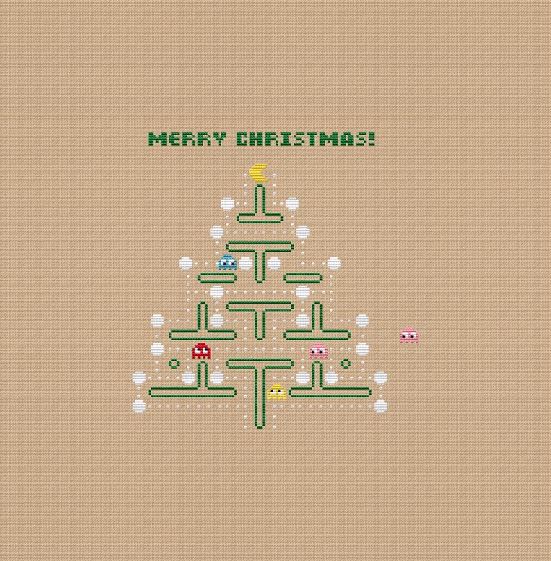 Pixel christmas tree Christmas cross stitch pattern Holiday embroidery design Beginner needlepoint scheme Digital pdf file