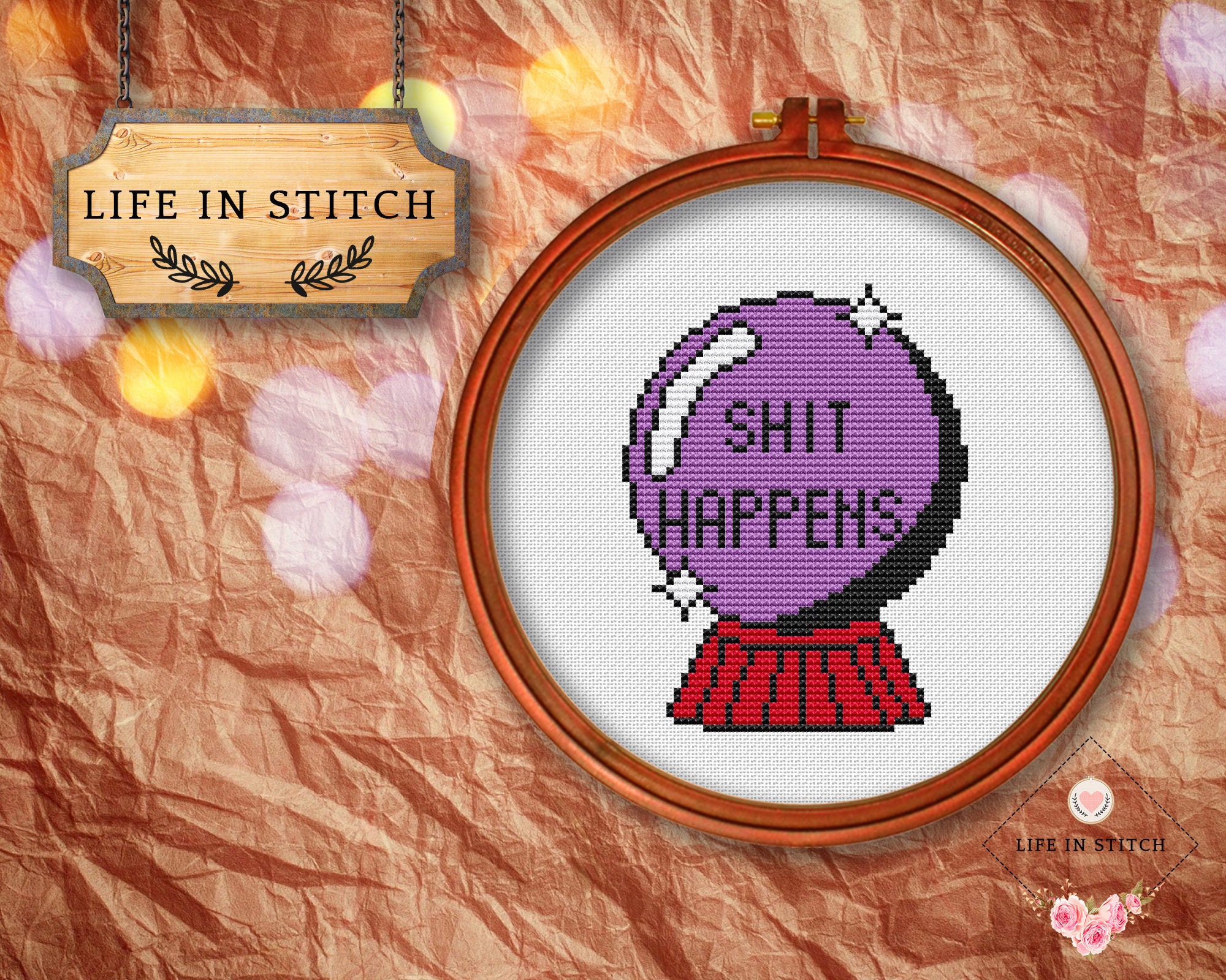 Shit Happens Funky Cross Stitch Pattern Quick Finishing Cross Stitch ...