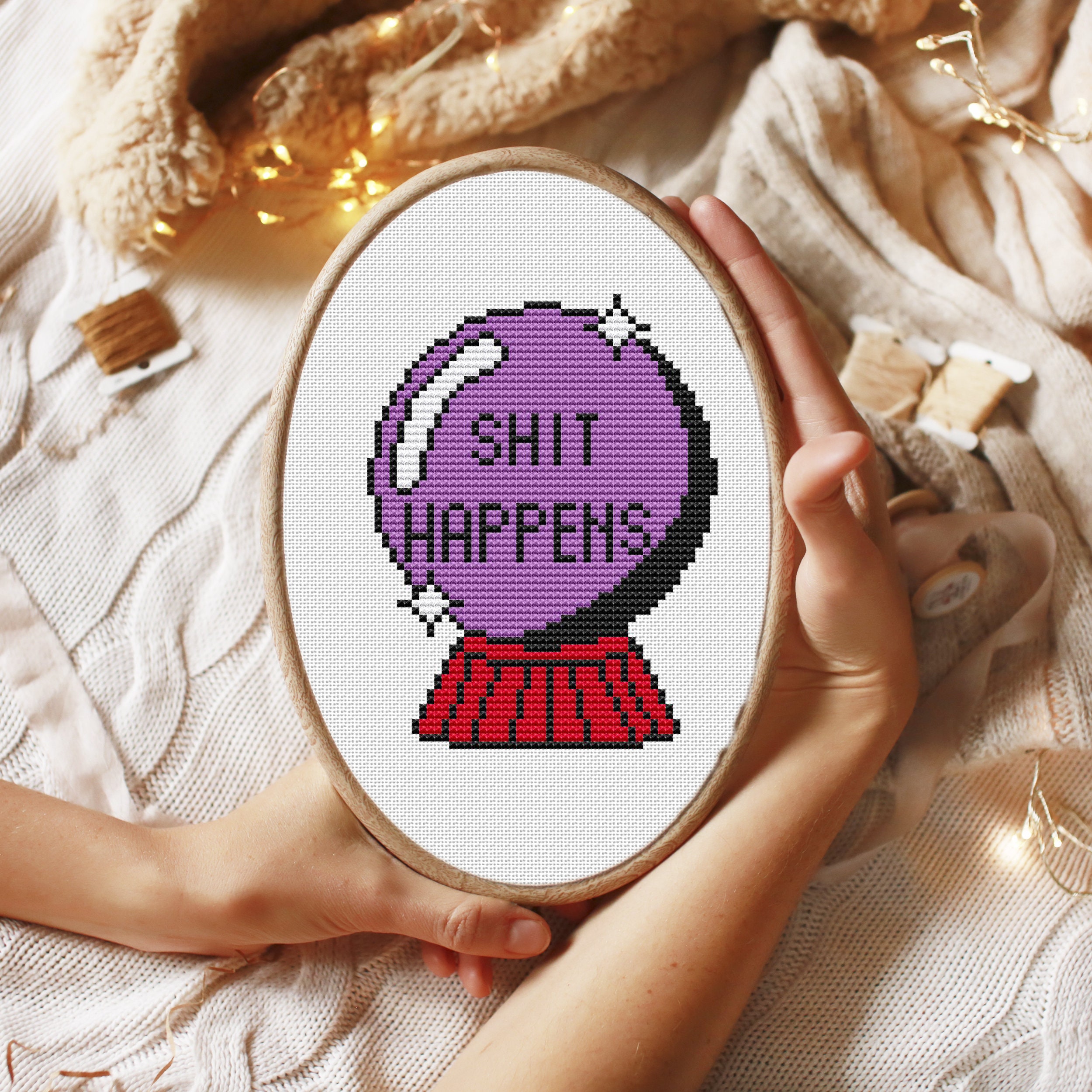 Shit Happens Funky Cross Stitch Pattern Quick Finishing Cross Stitch ...