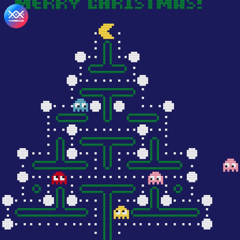 Pixel christmas tree Christmas cross stitch pattern Holiday embroidery design Beginner needlepoint scheme Digital pdf file