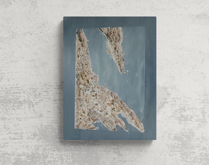 "Indómito 4". Tablilla de lienzo con texturas de sal. 30x40 cm