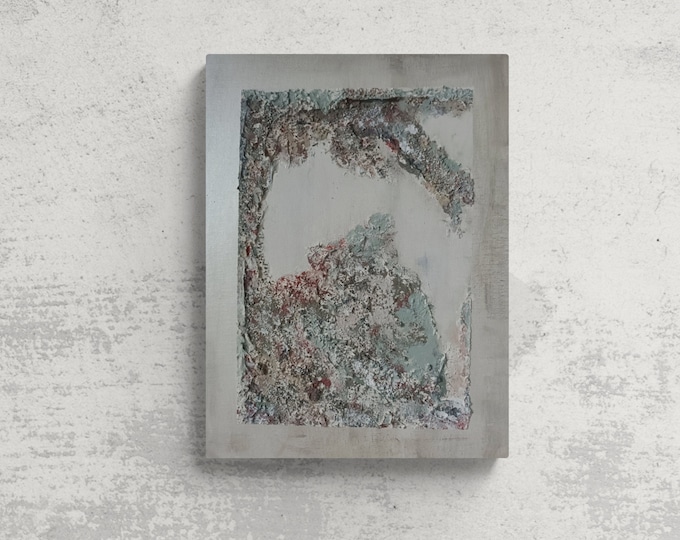 "Indómito 2". Tablilla de lienzo con texturas de sal. 30x40 cm.