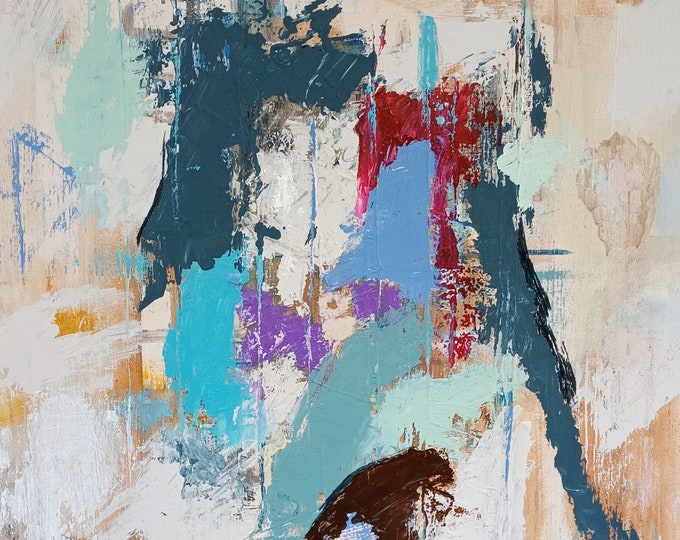 LÍMITES. Cuadro abstracto multicolor 60x60 cm