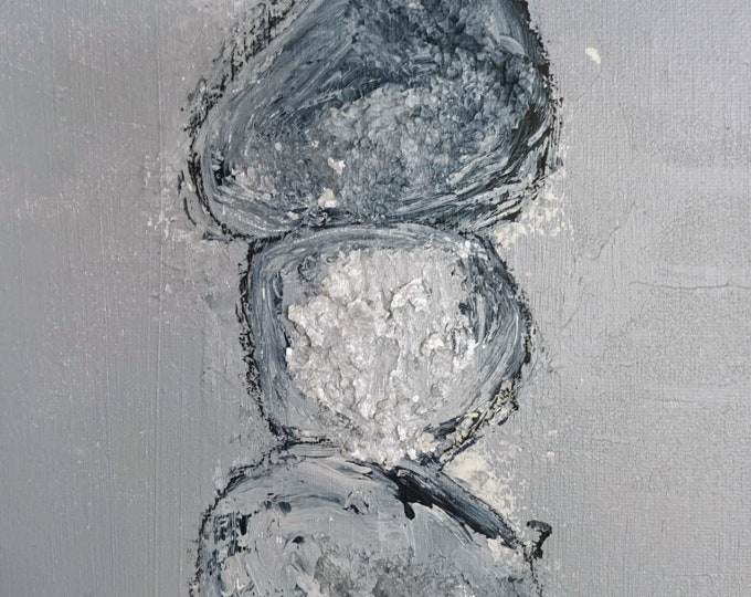 "STONES 4" Tablilla de lienzo figurativo piedras. 20x30 cm