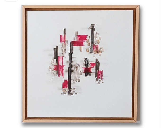 Los Pilares de la Vida.  Cuadro abstracto con marco flotante. 50x50x3 cm.