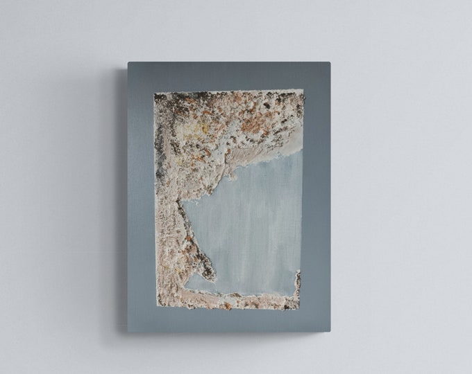 "Indómito 3". Tablilla de lienzo con textura de sal. 30x40 cm.