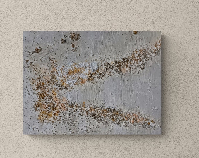 "Caprichos 1". Tablilla de lienzo con texturas de sal. 30x40 cm