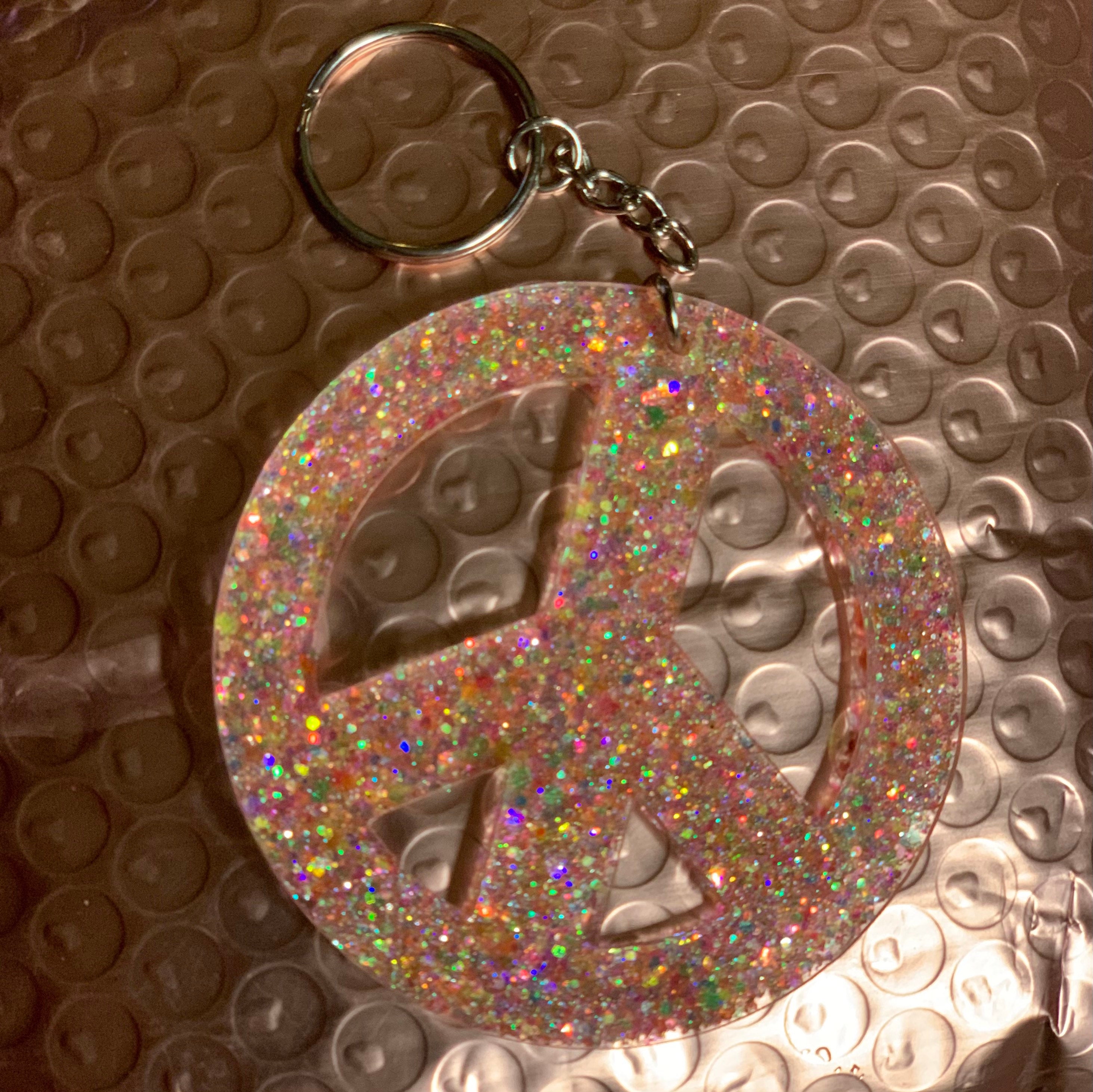 Peace sign keychain/ peace keychain/ glitter keychain Etsy