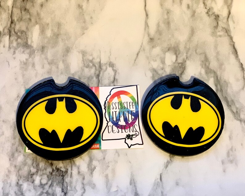 Batman Car Coasters/ Batman Coaster/ Glitter Batman/ Glitter Etsy