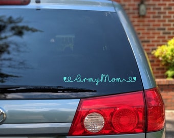 Army Heart Mom, Army Heart Wife, Cursive Military Vehicle Decal