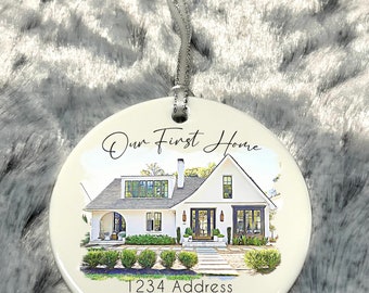 Ornement Home Sweet Home avec boîte-cadeau et support, cadeau de pendaison de crémaillère, agent immobilier ou cadeau de clôture, nouvelle maison, peinture à l'huile effet photo