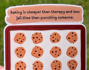 Mieux vaut cuisiner qu'une thérapie, Boulanger sarcastique, Sticker drôle de pâtisserie, Alternative thérapeutique avec humour noir