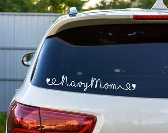 Military Heart Mom, Mother Heart Wife, Military Spouse, Cursive Military Vehicle Decal