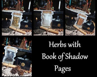 Herbs with Book of Shadow Pages - Cinnamon - Witches Burrs - Star Anise - Sea Salt - Rosemary - Clove - Chamomile