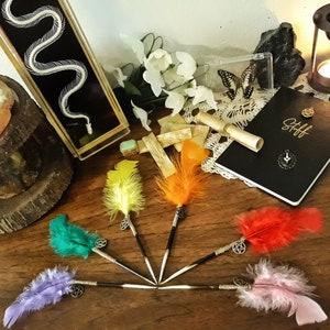 REAL Porcupine ritual and spell writing quill pens with feathers