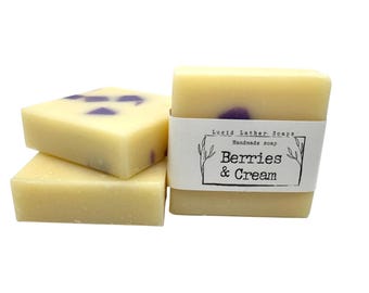 Berries and Cream Soap Bar, Handmade Cold Process Soap, Gift for her