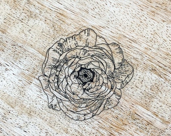 Clear Peony Sticker | Flower Sticker | Waterproof, Dishwasher Safe, Durable | Water Bottle Sticker | Laptop Sticker