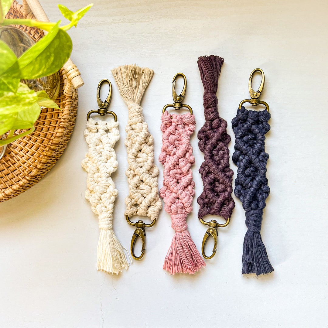 Macrame Box Keychain Lace Style Macrame Keychain | Macramé Keychain | Boho Keychain ...
