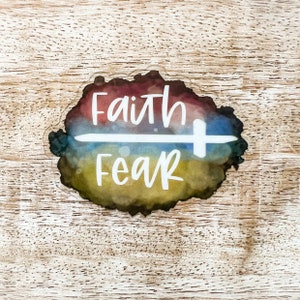 Faith Over Fear Vinyl Aufkleber | Christliche Aufkleber | Glaube Aufkleber | Bibel Journaling | Wasserdicht, spülmaschinenfest