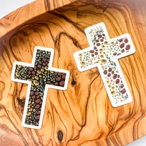 Pegatinas transparentes cruzadas florales / pegatina cristiana / pegatina de Pascua / bonita cruz / botella de agua / impermeable, apto para lavavajillas, duradero