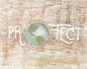 Clear Protect the Earth Vinyl Sticker | Mother Earth | Earth Day | Waterproof, Dishwasher Safe, Durable | Water Bottle Sticker