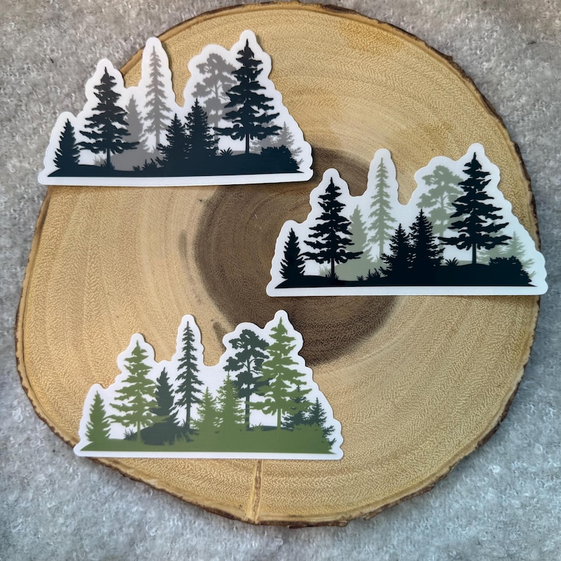Tree Forest Silhouette Clear Vinyl Sticker| Tree Lover | Nature Lover | Outdoorsy | Waterproof/Dishwasher Safe, Durable | Plant Trees image 2