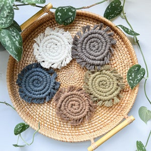 Set of 2 Macrame Car Coasters | Car Cup Holder Coasters | Mini Macrame Coasters | Car Accessories | Boho Macrame Coasters | 3” Car Coasters