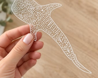 Clear Whale Shark 6 Inch Car Sticker | Vinyl Sticker | Endangered Species | Ocean/Sea Animal | Waterproof, Dishwasher Safe, Durable