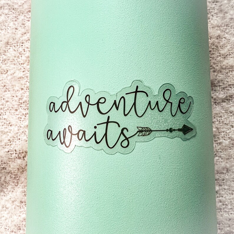 Adventure Awaits Vinyl Sticker | Clear Sticker | Arrow Sticker | Quote ...