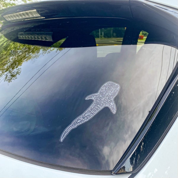 Clear Whale Shark 6 Inch Car Sticker | Vinyl Sticker | Endangered Species | Ocean/Sea Animal | Waterproof, Dishwasher Safe, Durable