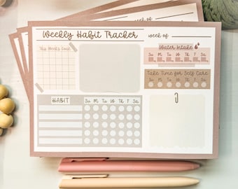 Wöchentlicher Habit-Tracker Notizblock | 5 "x 7" | 50 Blatt abreißen | Tracker Briefpapier | Funktionaler Notizblock