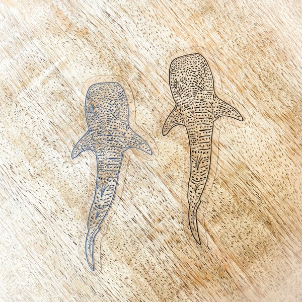 Small 3” Clear Whale Shark Vinyl Sticker | Whale Shark Sticker | Ocean/Sea Animal Sticker | Waterproof, Dishwasher Safe, Durable