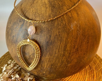 Golden Drop With Gemstone Necklace