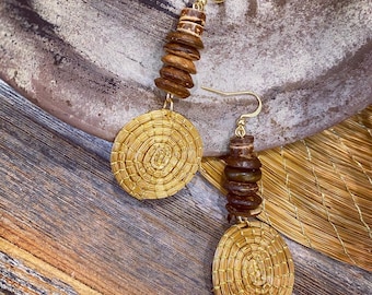 Nature’s Beauty Drop Earrings with coconut beads.