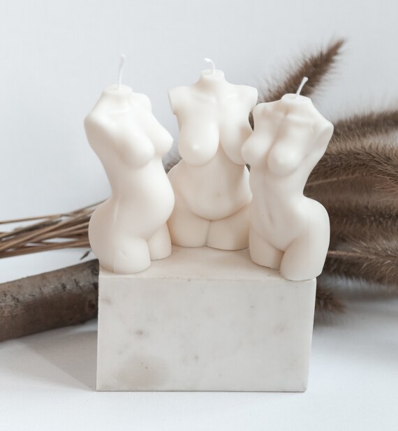 Body Candle Trio 3 Candles Body Woman Torso Curvy Soy Wax Etsy