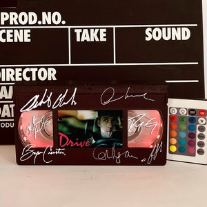 vhs light, vhs lamp, vhs tapes, signed script, retro vhs lamp, vhs tape lamp, vhs, vhs tape light, tv and film, horror movie vhs tapes