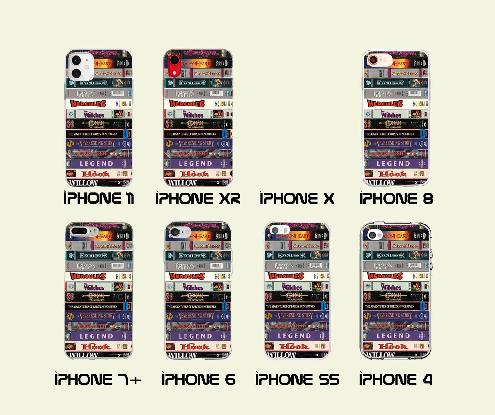 80s Horror VHS Stack Case for iPhone 17 16 14 13 12 Pro Max Plus Action ...