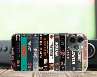 80s Horror vhs stack iPhone 17 16 14 13 12 mini tapes VHS case for Samsung S25 Plus S24 Galaxy case Pixel 10 9 8