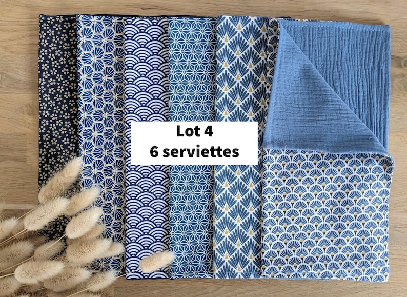 En stock : lot de serviettes de table en tissus en coton imprimés et double gaze oeko tex image 7