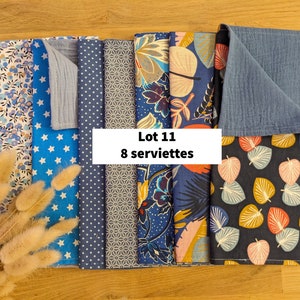 En stock : lot de serviettes de table en tissus en coton imprimés et double gaze oeko tex Lot 11