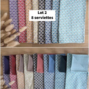 En stock : lot de serviettes de table en tissus en coton imprimés et double gaze oeko tex Lot 2