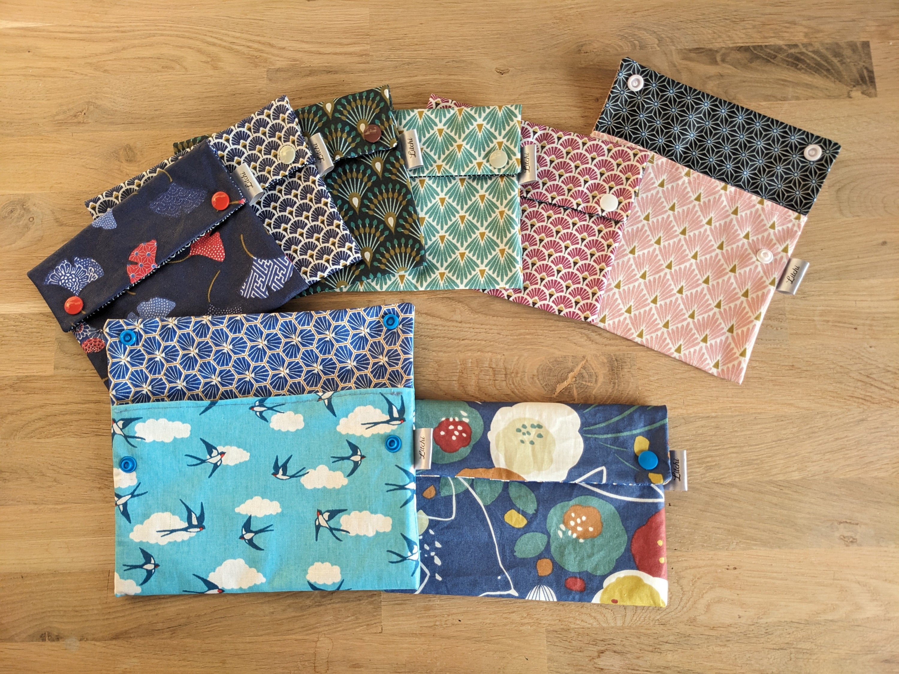 Waterproof pouch for menstrual panties, period pants and washable sanitary towels in lined coated cotton