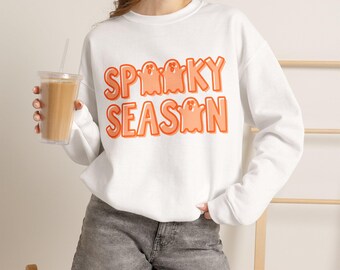 Sudadera de cuello redondo con estampado de fantasmas de la temporada de Halloween