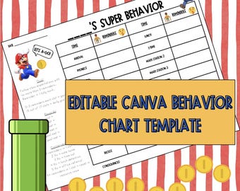 Tabla de comportamiento ejemplar / Objetivos del Plan de Mejora Conductual (BIP) con temática de Super Mario