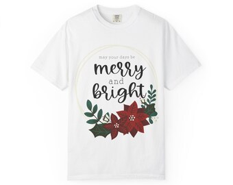 Camiseta Merry and Bright Poinsettia / Camiseta navideña