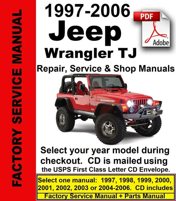 Jeep Wrangler Repair Service & Shop Manual CD PDF 1997-2006 - Etsy