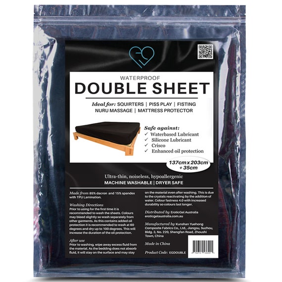 Double Size Black Waterproof Fitted Sheet, Mattress Protector, Bedroom  Couple Play, Bed Sheet Cover for Nuru Massage, Full Size Bed 