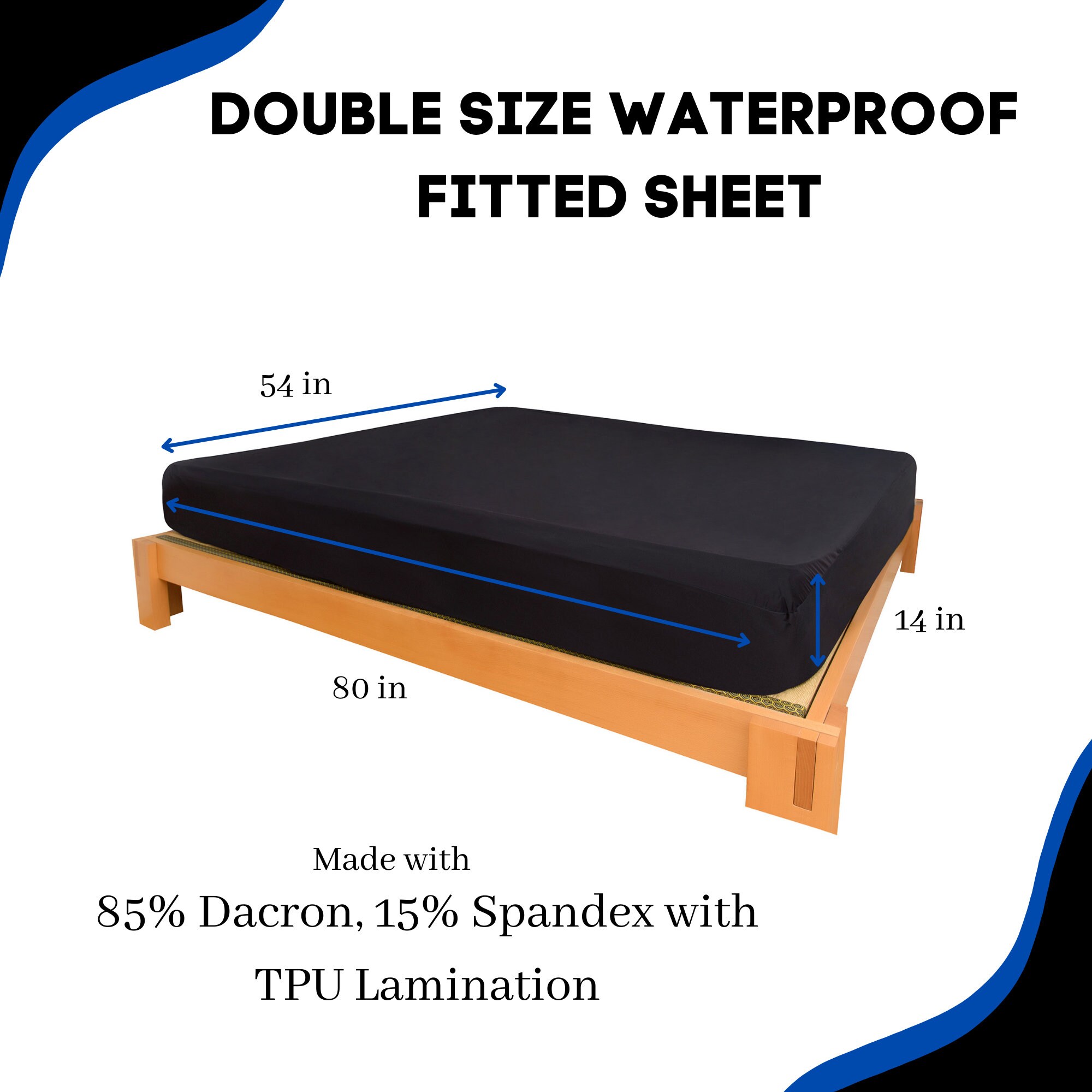 Double Size Black Waterproof Fitted Sheet, Mattress Protector, Bedroom  Couple Play, Bed Sheet Cover for Nuru Massage, Full Size Bed 