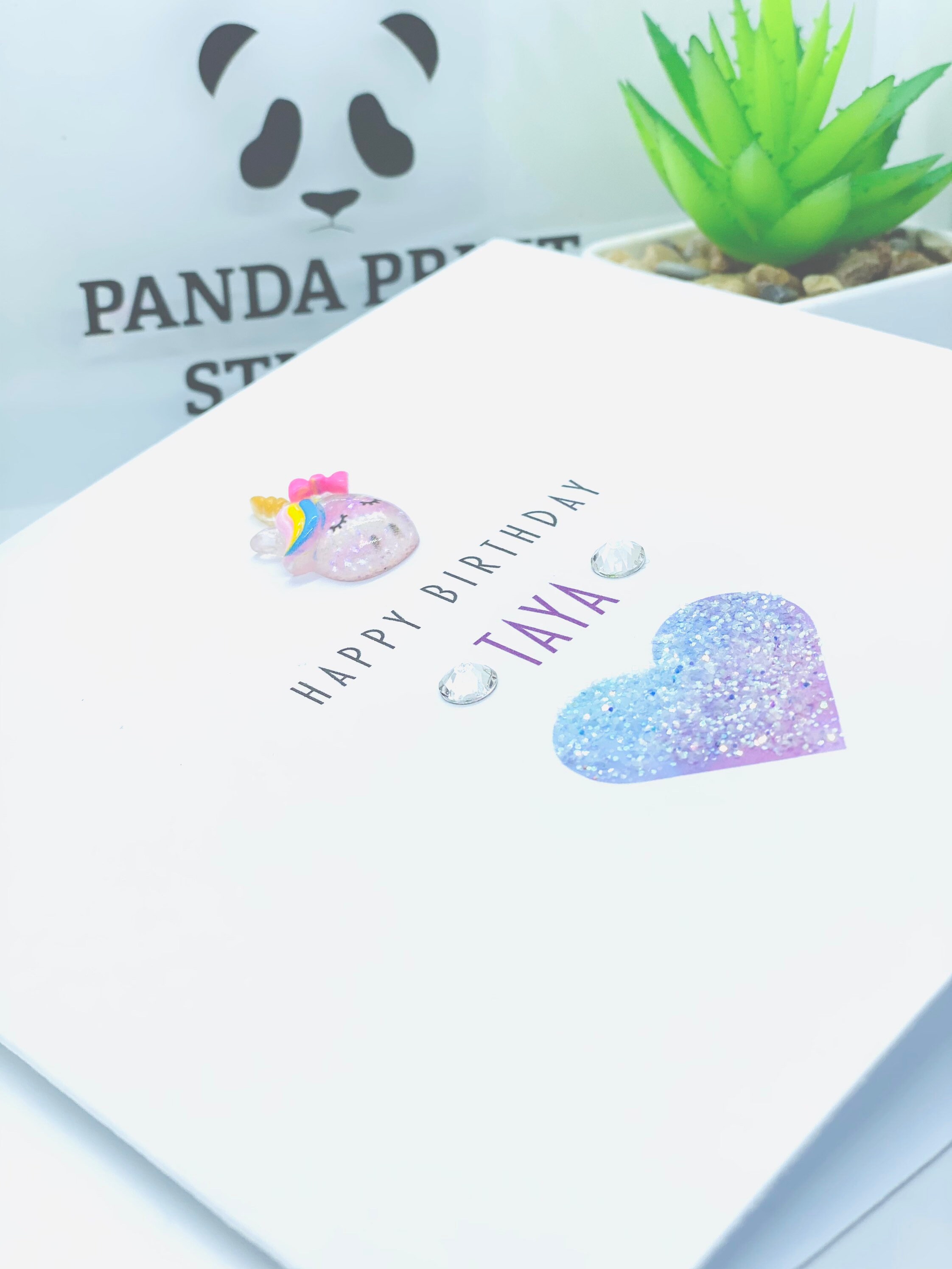 unicorn birthday card unicorn personalised girls etsy