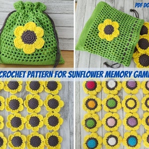 Sunflower Memory game, crochet pattern for toy, pdf download, instant download, diy toy for kids image 1